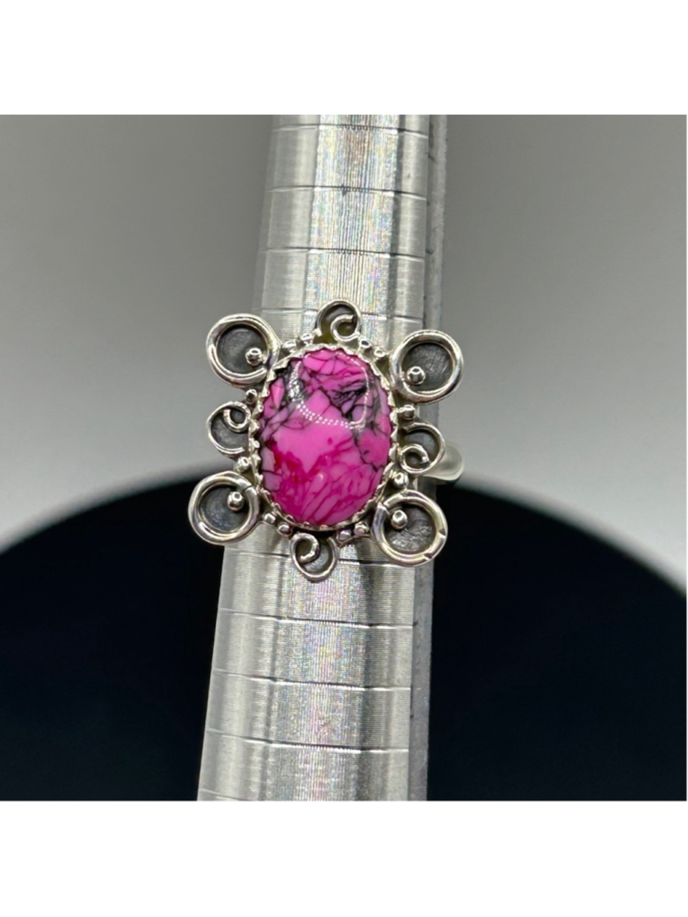 925 Sterling Silver Kingman Cherry Blossom Dahlia Ring